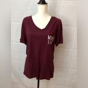Cato Est 1946 Woman’s Maroon crew neck “more love” blouse size xl (0049)